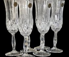 6 x Vintage Royal Doulton Crystal Champagne Flutes