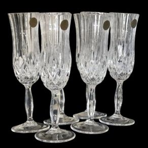 6 x Vintage Royal Doulton Crystal Champagne Flutes