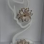 Gold & Cream Sakura Blossom Floral Statement Earrings Image 8