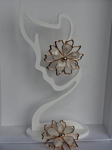 Gold & Cream Sakura Blossom Floral Statement Earrings