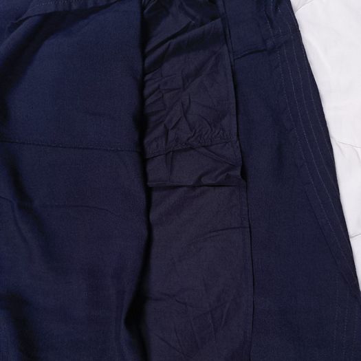 Per Una Navy Blue Linen Embellished Scoop Neck Chiffon Flutter Sleeve Midi Dress 14UK/42EU