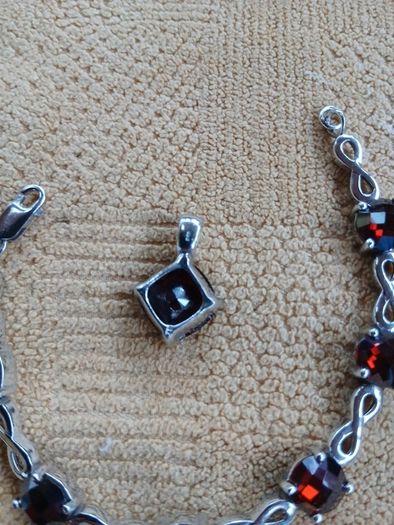 Sterling Silver with Rubies. 3 pieces
