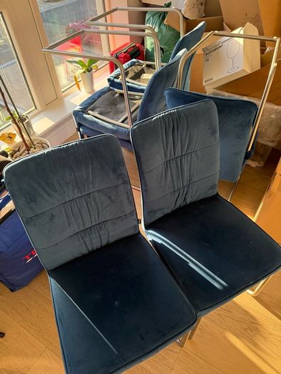 Set of 8 Navy Blue Velvet Dining Chairs