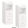 Set of 2 White Bedside Tables  Adjustable Drawers Image 7