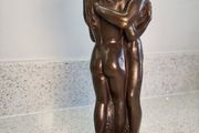 Bronze Statue Vintage Composite Bronzed Figurine Sculpture Titled "The Embrace"