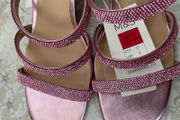 M&amp;S sparkly block heel mules pink size UK 7