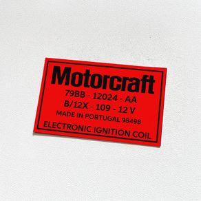 Motorcraft Coil Decal/Sticker for Ford Escort - Anglia - Capri - Cortina -Sierra