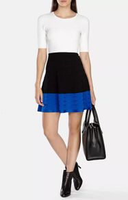 Karen Millen Black, Blue and White Knit Skater Dress