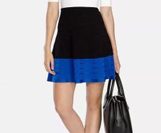 Karen Millen Black, Blue and White Knit Skater Dress