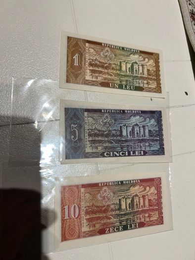 1992 banknote 1 5 10 lei Moldova UNC set 30 euro