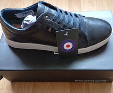 men's navy leather trainers