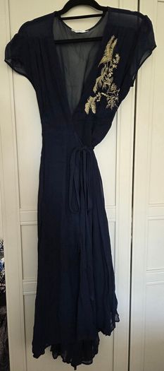 Mango navy wrap dress