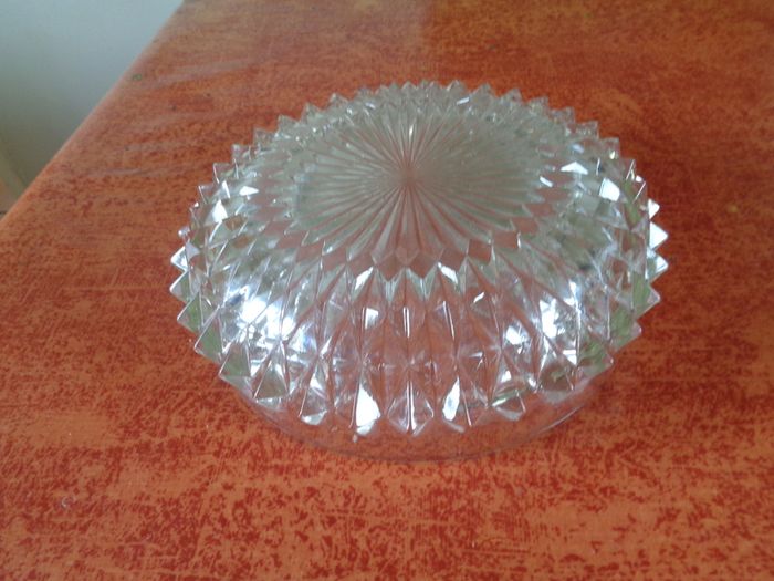 Cut Glass Bowl with Silver Trim for Sale