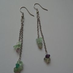 Fluorite earrings, Drop earrings, Jewellery. Gemstone earrings