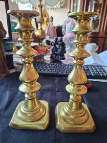 Beautiful Pair of Victorian Brass Candlesticks, Postage Available or collection