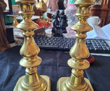Beautiful Pair of Victorian Brass Candlesticks, Postage Available or collection