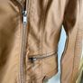 Vero Moda tan leather look biker jacket NWT size S UK 8 Image 7