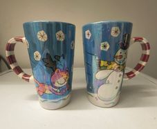 Snowman Ceramic Mugs Vintage.