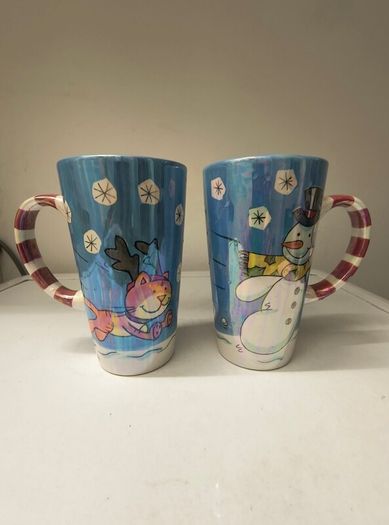 Snowman Ceramic Mugs Vintage.