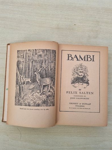 Bambi 1929 Hardcover Antique Book by Felix Salten 1st English Edition