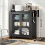 Three Tier Dustproof Dish Cabinet Carbon Steel Double Door Kitchen Storage Image 4
