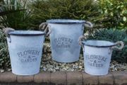 Buckets  Set of three  Flowers and Garden  Rope handle  D2116