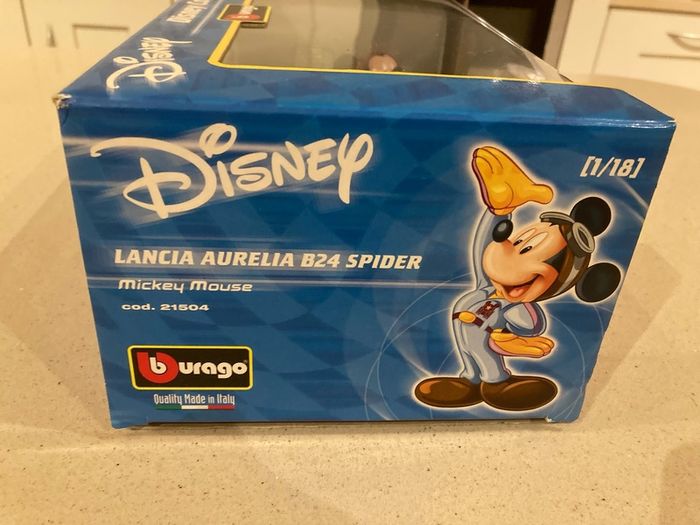 Lancia Aurelia Disney Mickey Mouse 1/18 Burago Rare
