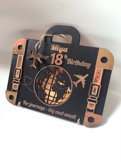Personalised wooden birthday card for 18th birthday with money holder