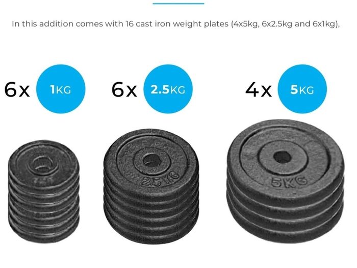 50KG Cast Iron Barbell & Dumbbell Weight  Set in Case