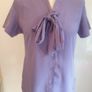 Simon Jersey Lilac Tie Neck Blouse Office Salon Therapist Work Uniform UK8 Payment by Paypal or Revolut Image 2