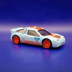 Hot Wheels Ford RS200 with custom wheels.