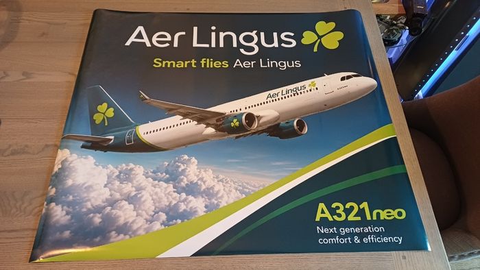 Large Aer Lingus A321neo Magnetic Aviation Sign / Poster 85cm x 75cm
