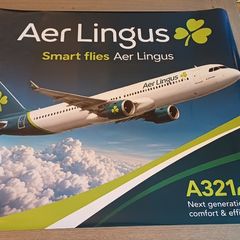 Large Aer Lingus A321neo Magnetic Aviation Sign / Poster 85cm x 75cm