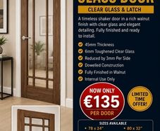 Deanta Walnut NM5G Clear Glass Doors