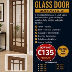 Deanta Walnut NM5G Clear Glass Doors