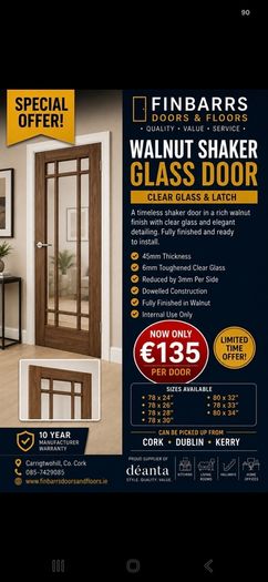 Deanta Walnut NM5G Clear Glass Doors