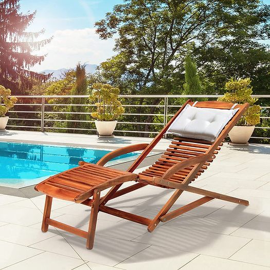 Sun lounger Sunbed Wooden Lounger Garden Furniture Hammock Foldable