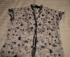 White and navy blouse