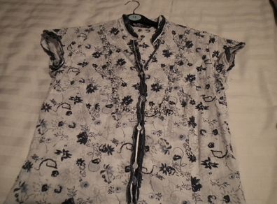 White and navy blouse