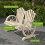 Fir Wood Love Seats with Wheel-Shaped Armrests, Large Load-Bearing Chair, Natural Wood Finish Image 4
