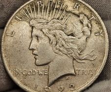 USA United States Silver 1922 1 Dollar  Peace Dollar