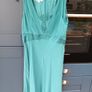 Turquoise knee length silk dress Image 2