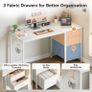 Computer Desk with Drawers, 120cm Office Desk with Storage, White Reversible Study Desk with Headphone Hook, Work Desk for Home Office, PC Desk for Gamers, Workers and Students Image 6