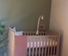 Cot, Mattress, Mattress Protector, Cot Mobile & 2 Cot Sheets