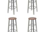 Bar Stools 4 pcs Silver and Brown MDF - Free Delivery Nationwide