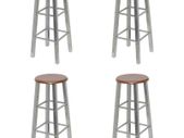 Bar Stools 4 pcs Silver and Brown MDF - Free Delivery Nationwide