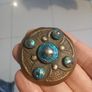 Antique arts and crafts copper brooch, Ruskin style ,foiled glass cabochons.c.1900 _1920 Image 4