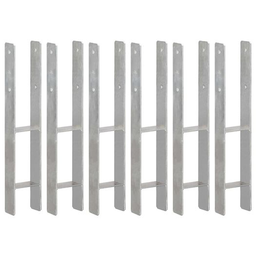 Fence Anchors 6 pcs Silver 10x6x60 cm Galvanised Steel