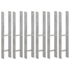 Fence Anchors 6 pcs Silver 10x6x60 cm Galvanised Steel