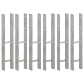 Fence Anchors 6 pcs Silver 10x6x60 cm Galvanised Steel